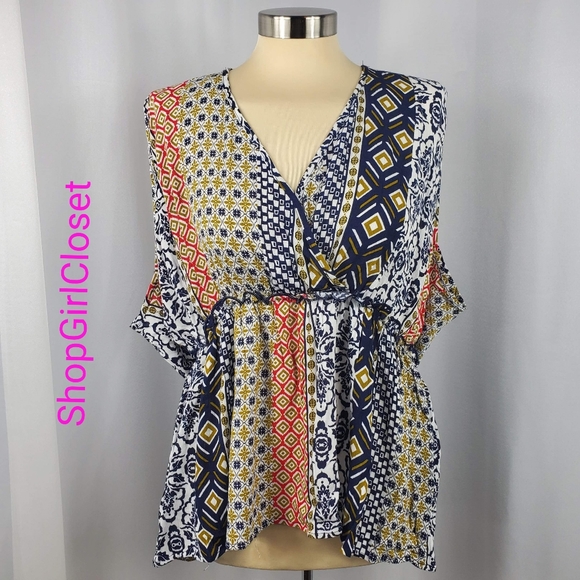 🆕️Mauve Low Cut Tie Back Flowy Top - 2X